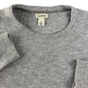 L.L.Bean Cashmere Sweater Womens S Petite Gray Crewneck Long Sleeve Neutral Cozy